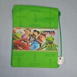 MUPPETS Most Wanted Drawstring Lunch Back Pack Tote Bag Disney 2014 Subway